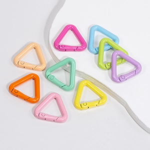 Colorful triangle spring snap hooks in macaron shades for DIY keychains and accessories
