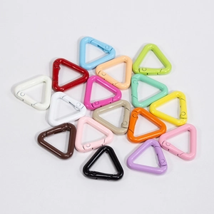 Set of 15 colorful triangular spring carabiner clips with high-quality painted finish
