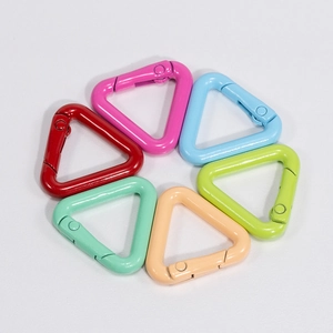 Set of 6 colorful triangular aluminum alloy carabiners with spring snap gate hooks