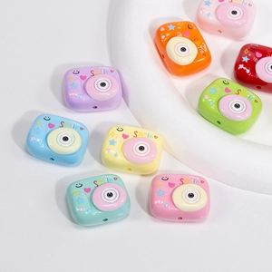 Süße Cartoon Kameraförmige Acryl Bedruckte Perlen Bunte DIY Lose Perlen Für Armband Halskette Schmuckherstellung Handgefertigte Bastelmaterial Zubehör