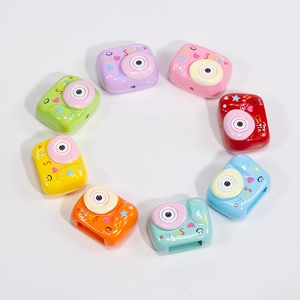 Bunte Acryl-Kameraperlen mit Smile-Aufdruck für DIY-Schmuckherstellung und Basteln