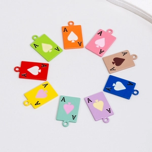 Colorful Ace of Spades enamel charms set for DIY jewelry making and keychains