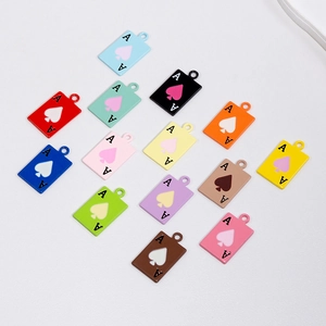 Colorful Ace of Spades poker card alloy pendants in 14 colors for DIY jewelry making