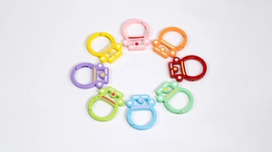 Colorful camera-shaped alloy snap hooks with round spring rings for DIY keychains