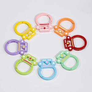 Set of 8 colorful cartoon robot carabiner spring hooks for keychains and bag accessories