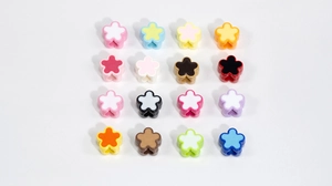 Colorful floral acrylic beads with heart center hole for handmade DIY jewelry crafting
