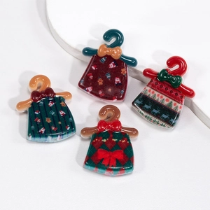 Acrylic Christmas dress beads for DIY keychains and jewelry featuring festive holiday patterns