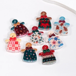 Colorful acrylic Christmas sweater charms for DIY jewelry and keychains on white background