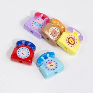 Retro telephone acrylic beads with cartoon animals for DIY jewelry and phone chains