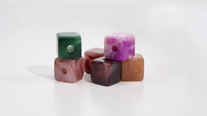 Close-up of marble pattern cubic beads with large holes for DIY jewelry making