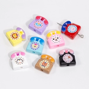 Colorful retro rotary phone acrylic beads with cartoon animals for DIY jewelry making