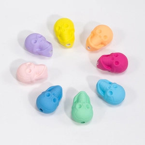Perline teschio 3D in silicone in colori macaron assortiti per gioielli fai-da-te