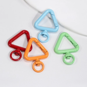 Lacquered Alloy Triangle Spring Clasp With Swivel Ring Geometric DIY Keychain Accessories For Bag Charm Making
