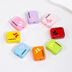 Colorful acrylic JOKER rectangular beads with hole for DIY jewelry and phone chain making