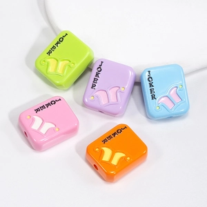 Square acrylic Joker beads in vibrant colors for DIY jewelry and phone chain making