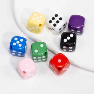 Set de cuentas de dados de acrílico coloridos de 14mm para joyería DIY y accesorios llavero