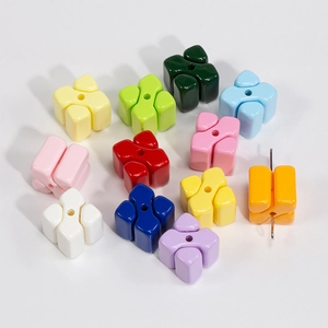 Colorful 3D clover acrylic beads for DIY jewelry and phone charms with center holes