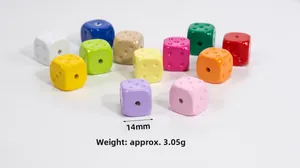 Detail von 14mm bunten Acryl-Würfelperlen für DIY-Handwerk, Gewicht ca. 3,05g pro Stück