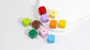 Colorful acrylic dice beads for DIY jewelry with pre-drilled holes for easy crafting