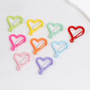 Lot de mousquetons anneaux à ressort en forme de cœur colorés pour bricolage sacs