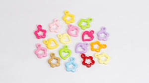 Colorful resin heart and flower pendants for DIY jewelry making and earrings