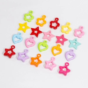 Colorful Acrylic DIY Charms Pendants Heart Star Flower Shape Baking Paint For Jewelry Making Earring Bracelet Craft Supplies