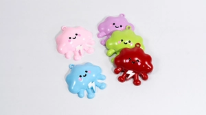 Macro view of colorful cloud alloy pendants with smiling faces and lightning designs