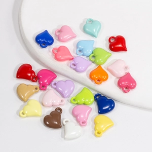 Colorful macaron resin heart pendants with hanging holes for DIY jewelry making