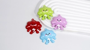 Colorful cloud charms set with smiling face and lightning for DIY keychains and jewelry