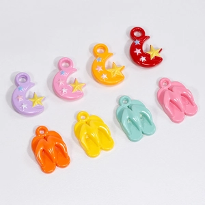 Colorful acrylic moon and star charms with flip-flop pendants for DIY jewelry making