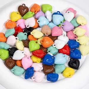 Colorful heart-shaped acrylic beads with vertical texture and loop for DIY jewelry making