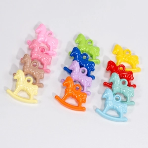 Colorful acrylic rocking horse charms with holes for DIY jewelry and keychains