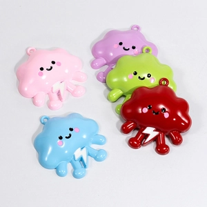 Alloy Cartoon Cloud Lightning Charms Smiley Face Enamel Pendants For DIY Jewelry Making Keychain Phone Case Decoration