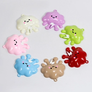 Cartoon cloud charms with smiley faces in 7 assorted colors for DIY jewelry making