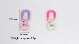 Detailed size view of colorful gradient alloy carabiners with 39.3mm total length