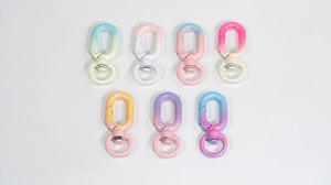 Detail of colorful macaron gradient alloy spring clasps with 360-degree swivel rings