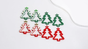 Detail showing colorful Christmas tree shaped alloy lobster clasps for DIY jewelry making