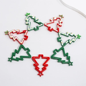 Christmas tree shaped alloy spring clasps in red and green colors for DIY accessories
