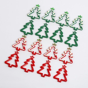 Colorful Christmas tree alloy spring hooks in red and green for DIY keychains