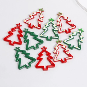 Set of 10 Christmas tree shaped alloy spring hooks for DIY keychains and ornaments