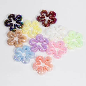 Set di 10 perle colorate a fiori in acrilico cangiante per gioielli e ciondoli fai-da-te