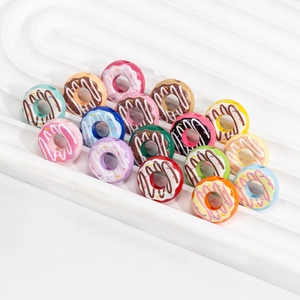 Colorful Acrylic Donut Beads For DIY Jewelry Making Simulation Food Dessert Spacer Beads For Necklace Bracelet Keychain Handmade Accessories