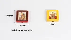 Square cartoon bear resin beads with 3mm holes for DIY phone straps and keychains