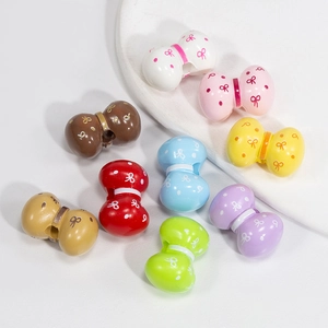 Perline colorate in acrilico a forma di fiocco con pois per gioielli fai-da-te