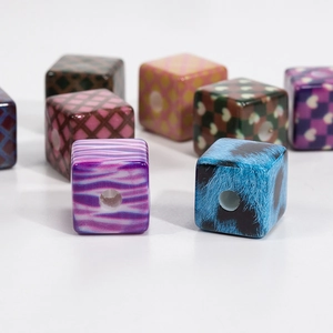 DIY acrylic leopard print cube beads with various patterns for handmade jewelry making