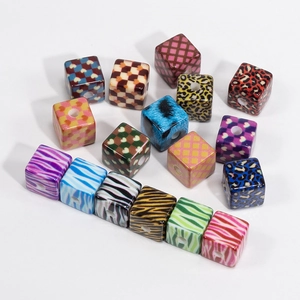 Acrylic leopard and checkered pattern square beads for DIY necklace jewelry making