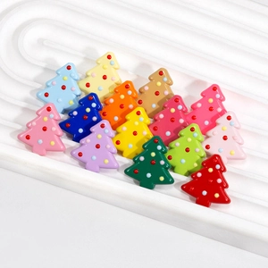 Perles de Sapin de Noël en Acrylique Perles d'Espacement en Vrac à Pois Colorés pour Fabrication de Bijoux DIY Pendentif Porte-clés Décoration de Noël