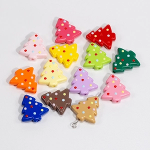 Perles sapin de Noël en acrylique coloré avec trou pour bijoux DIY et porte-clés