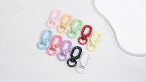 Set of 10 colorful oval spring gate rings with glitter finish for DIY jewelry making