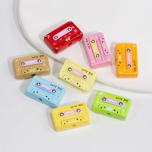 Cuentas de Acrílico Cassette Retro Estilo Años 90 Tema Musical DIY Joyería Dijes con Notas Musicales Cuentas Sueltas para Artesanía